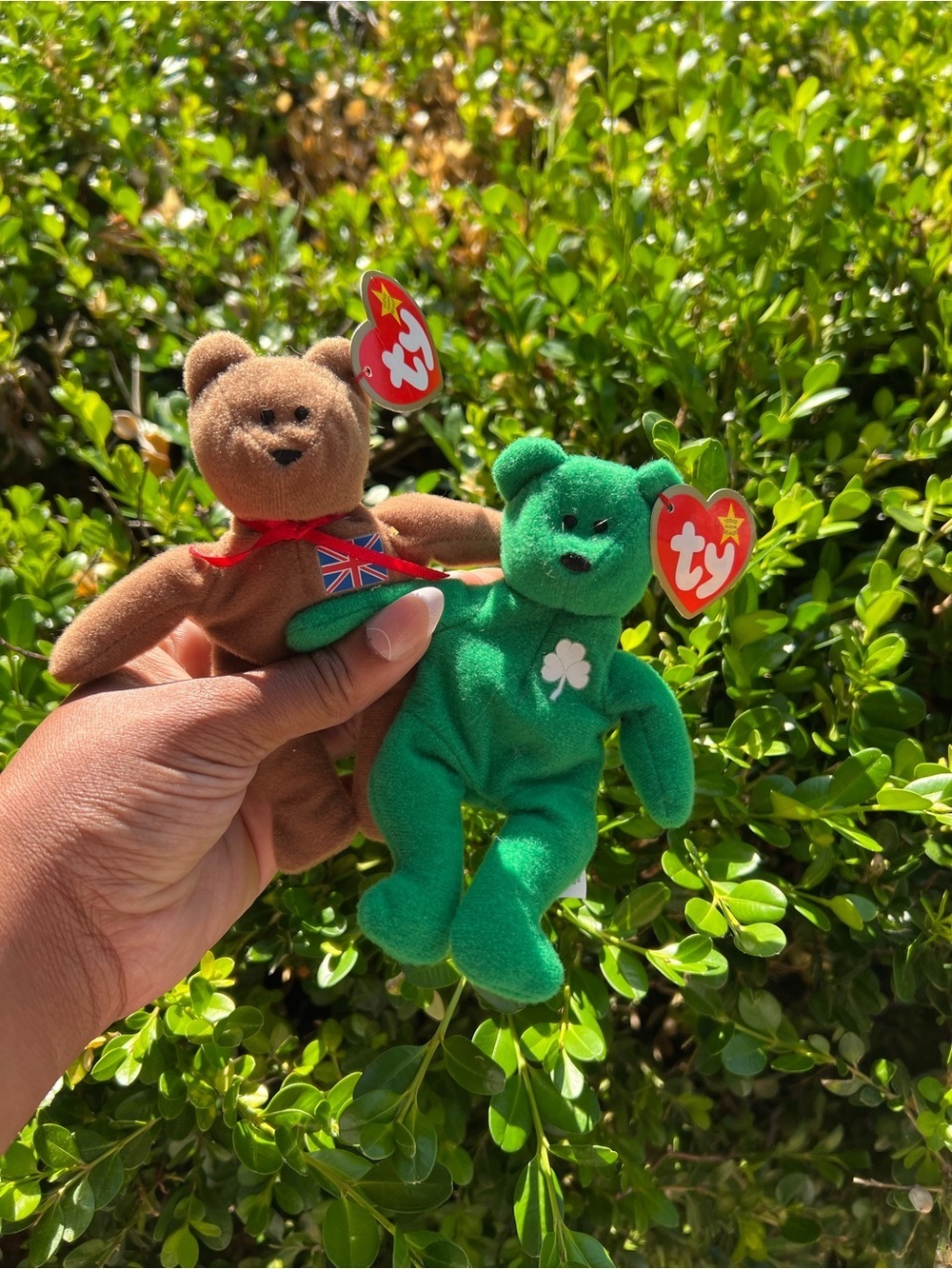 TY Teenie Beanie Babies Erin & Britannia Bear Bundle Shamrock UK Vintage Plush
